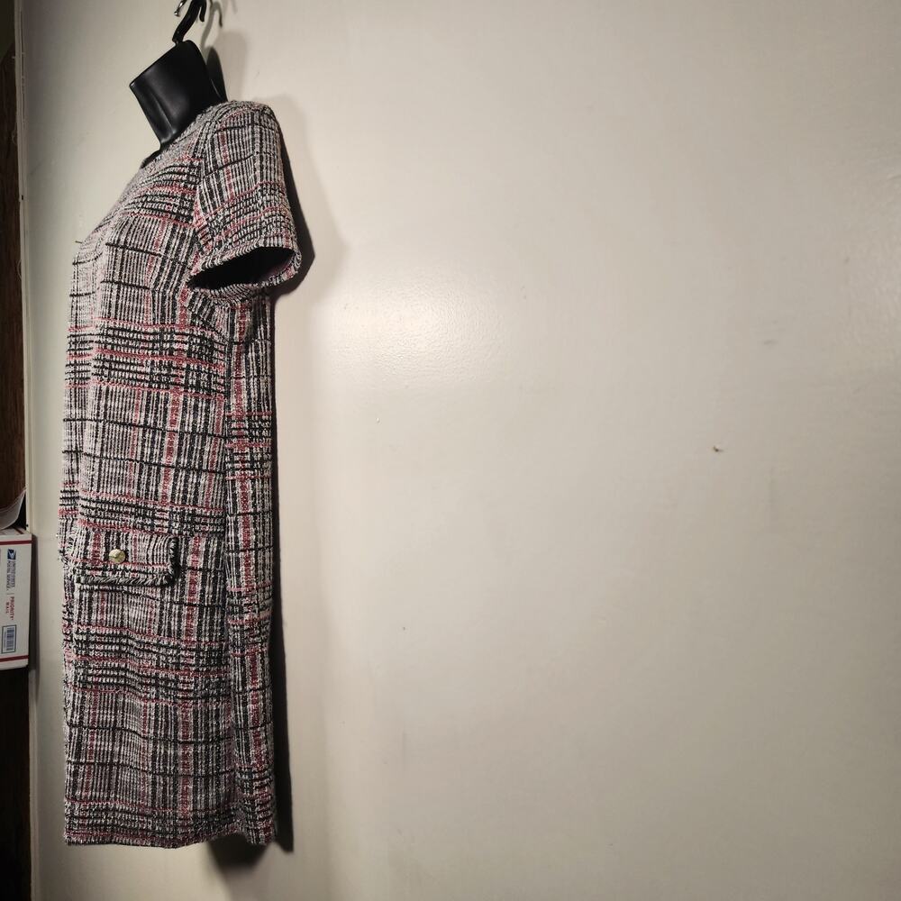 PRIMARK Mini Dress Womens 10 Black White Tweed Tartan Plaid Office Career 70s - Picture 9 of 12